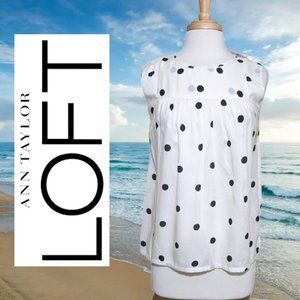 ANN TAYLOR LOFT Black & White Polka Dot Sleeveless Top NWT